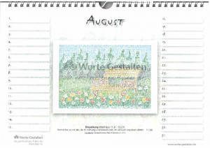 Geburtstagskalender / Monatsblatt August