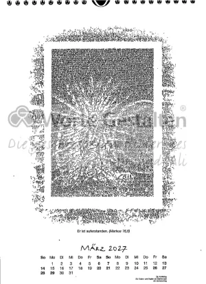 Monatsblatt  Jahreskalender 2027